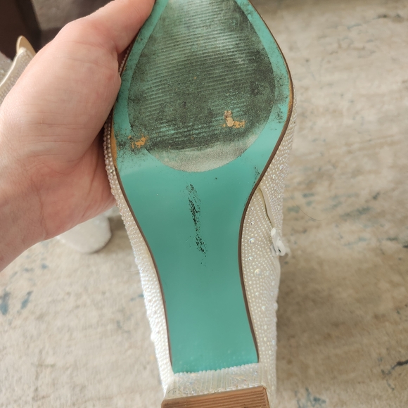 Betsey Johnson White Pearl Embellished Ankle Boots - Picture 5 of 5